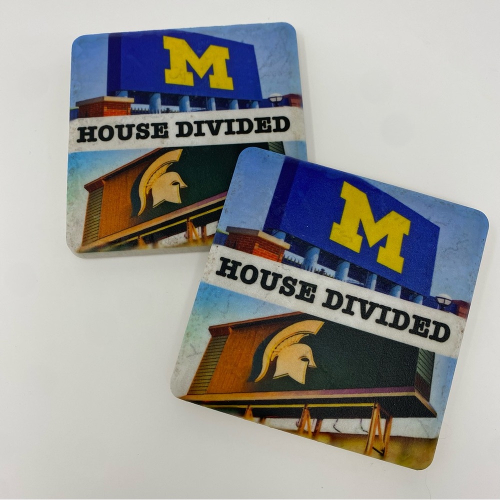 NEW! SET OF 2: Iconic Detroit House Divided Coaster